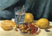 Hirst, Claude Raguet Still Life with Lemons,Red Currants,and Gooseberries painting